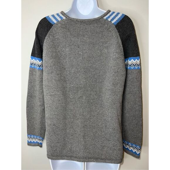 Vintage Fair Isle Snowmen Zip up Gray/Blue LARGE - Picture 6 of 8